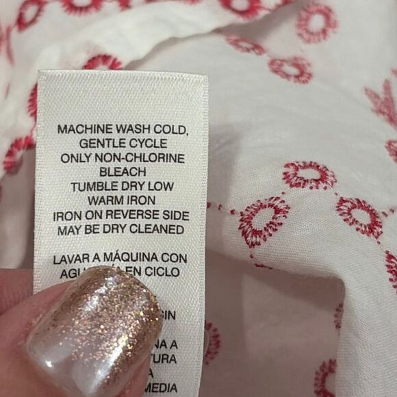 Chico’s White Red Embroidered Boho Cotton Tunic Top Size 2 Large - Picture 7 of 7